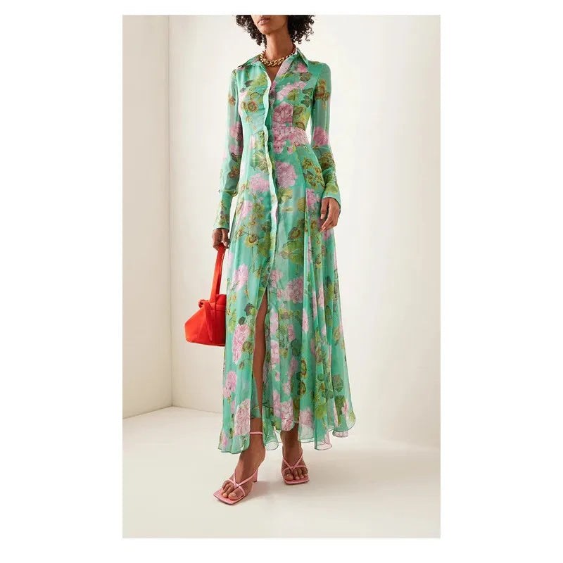 Floral Elegant Party Green Dresses