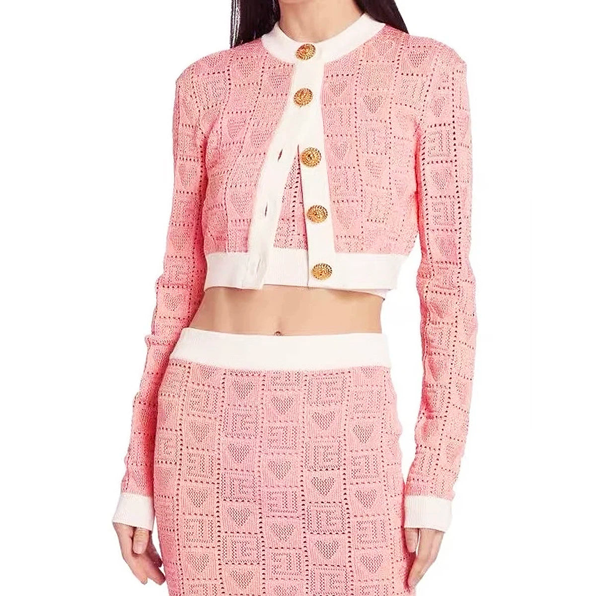 High Quality New Fashionable Elastic Heart Vest Slim Fit Short Skirt Color Blocked Set