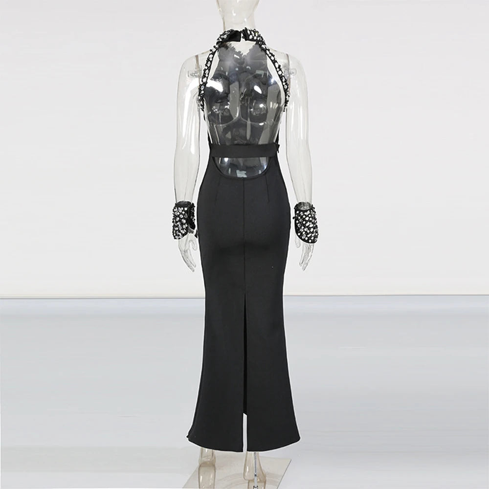 Luxury Diamond Neck Dress Sexy