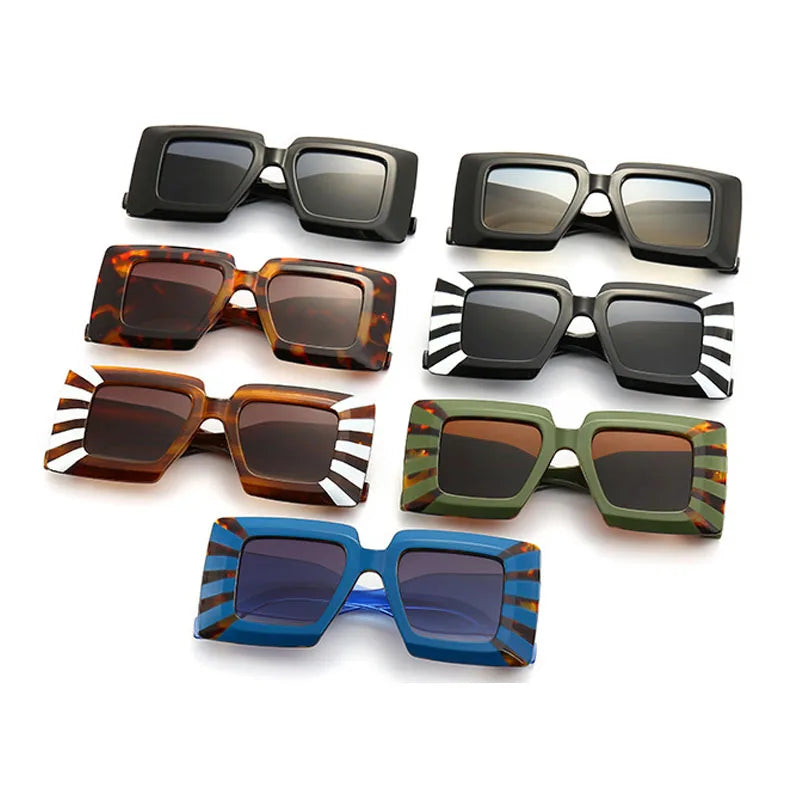 Oversized Square Stripe Sunglasses