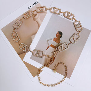 Design Adjustable Durable Retro Waist Chain Gold/Silver Carved Chain Belt