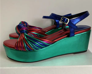 Colorful Narrow Band Bowknot Platform Sandals