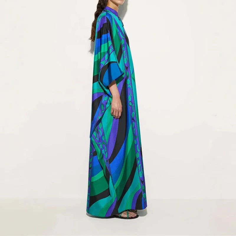 Early Autumn Pattern Printed Party Dress