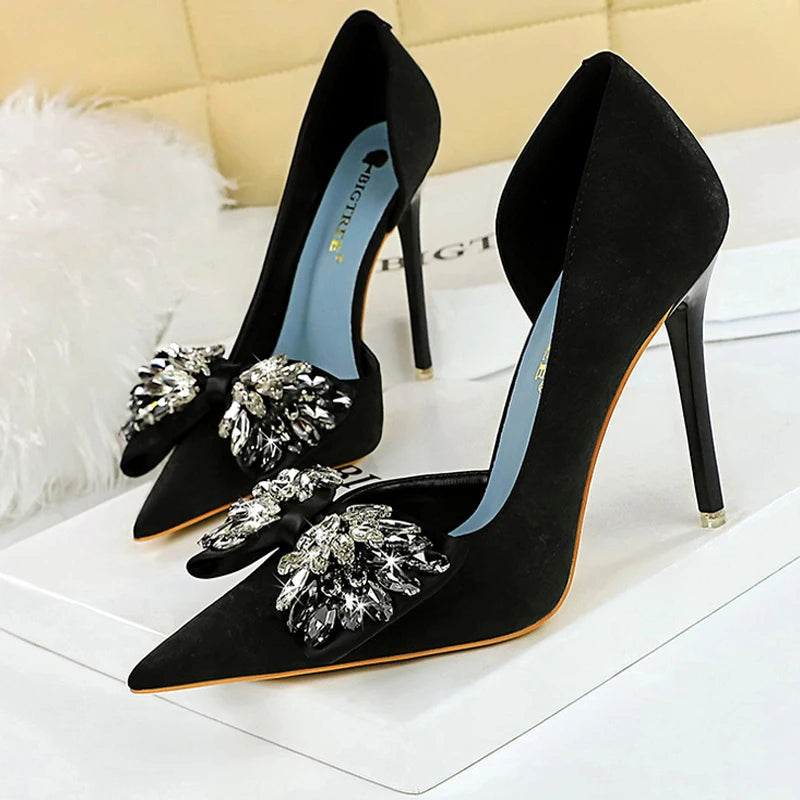 Rhinestone Bow Luxury Banquet Shoes