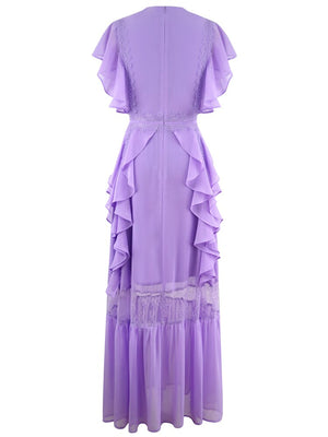 Vacation Bohemian Purple Chiffon Long Dresses