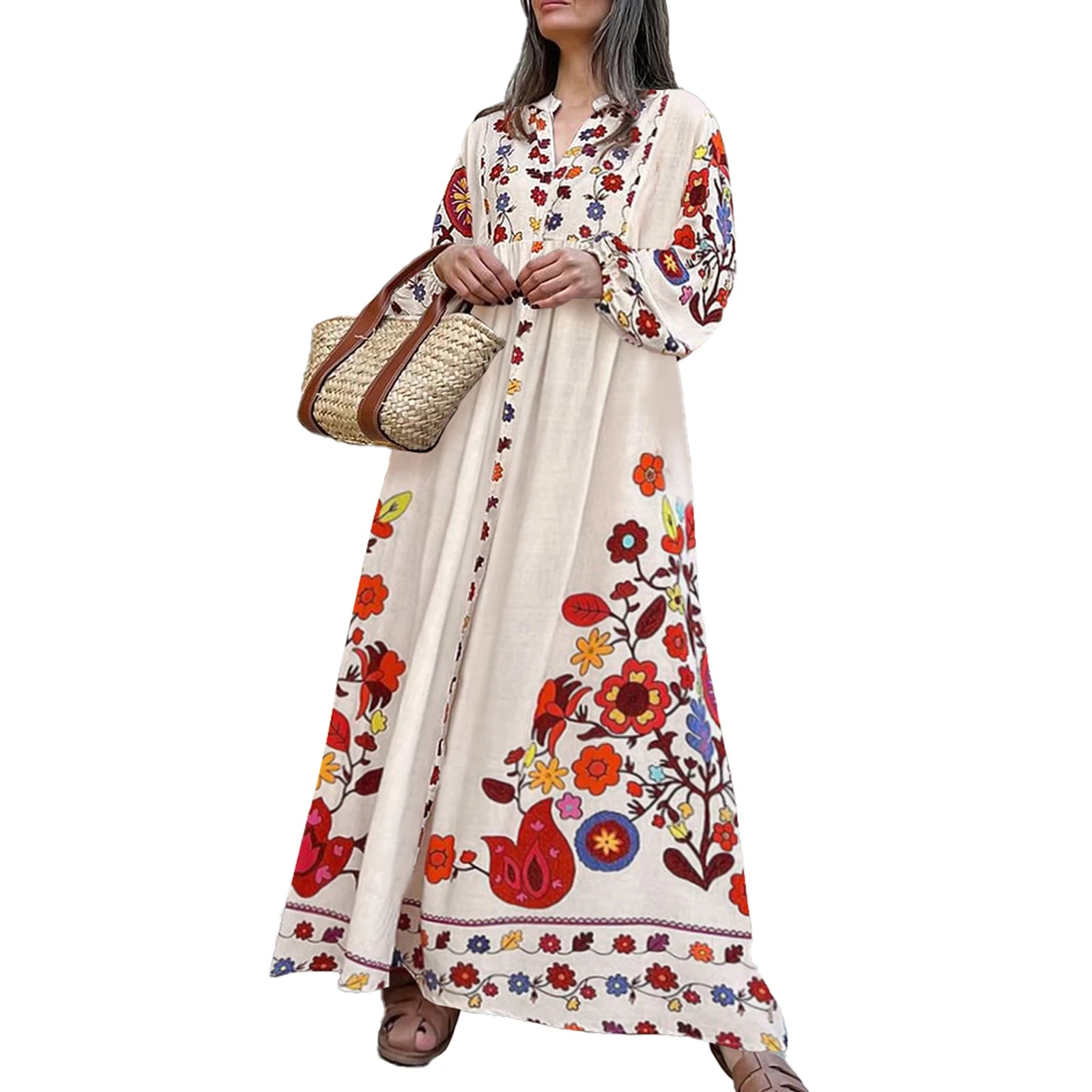 Elegant Floral Print Maxi Dress