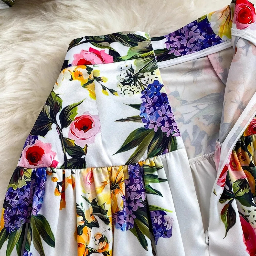 Runway Designer Floral Print Sexy 2 Piece