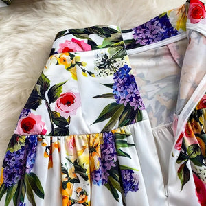 Runway Designer Floral Print Sexy 2 Piece