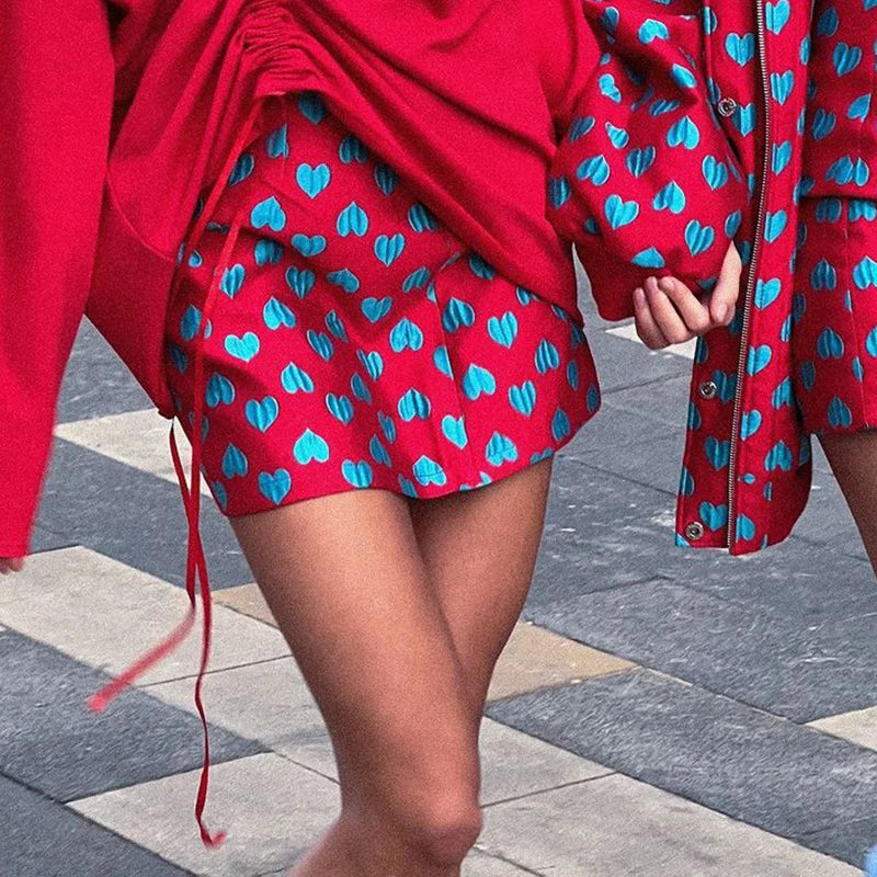 Casual Printed Sets With Skirt Loose Coat