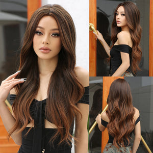 Long Curly Wavy Brown Wigs