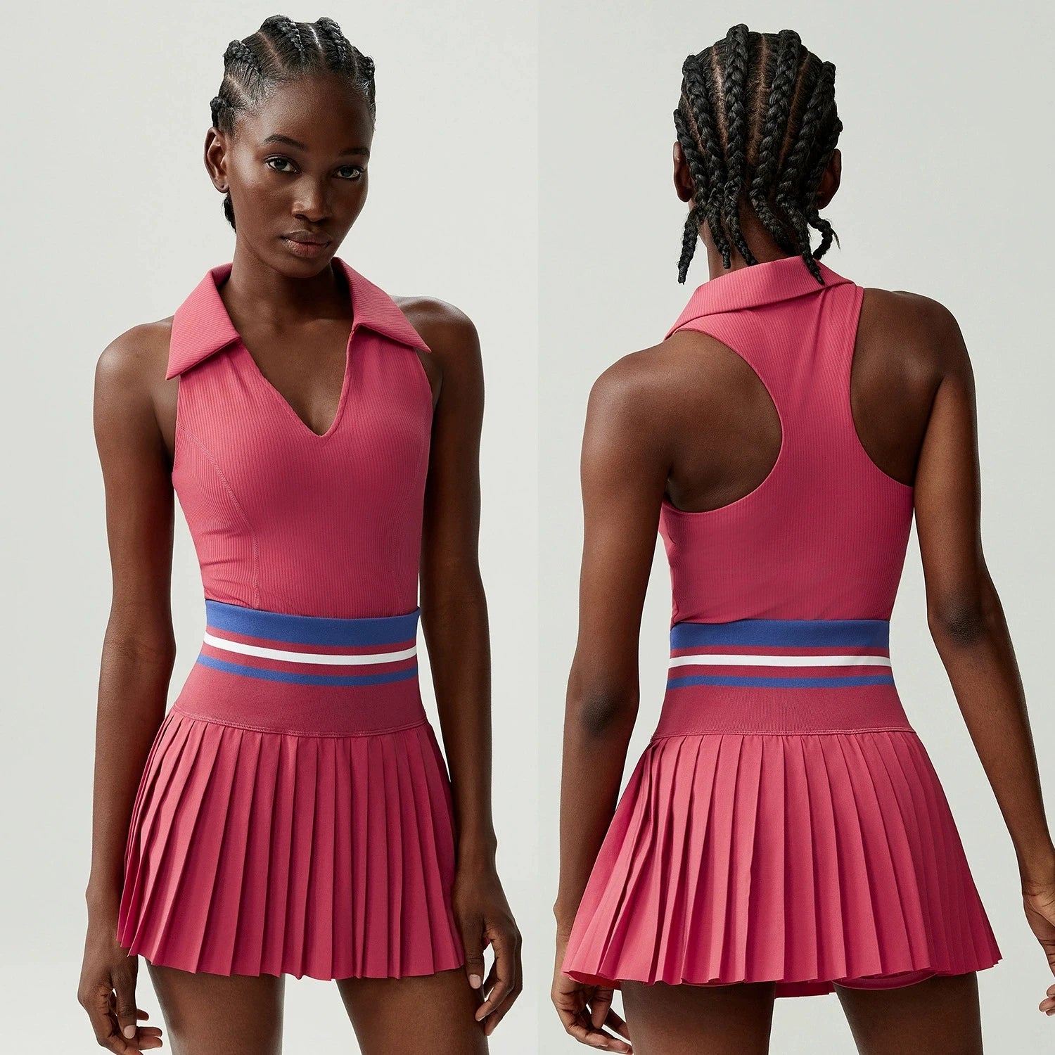 2 Pieces Mini Skirts  Sports Bra Skorts With Pocket