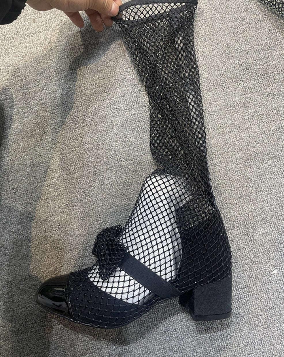 Crystal Mesh Bowknot Mary Jane Round Toe Luxury Sandals