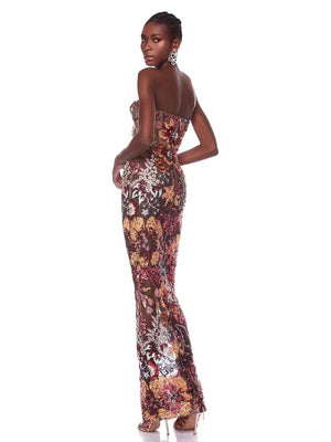High Quality Luxury Strapless Sequins Flower Dress