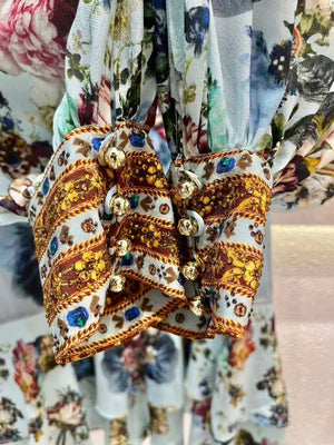 Designer Luxury Mulberry 100% Silk Print Long Dress