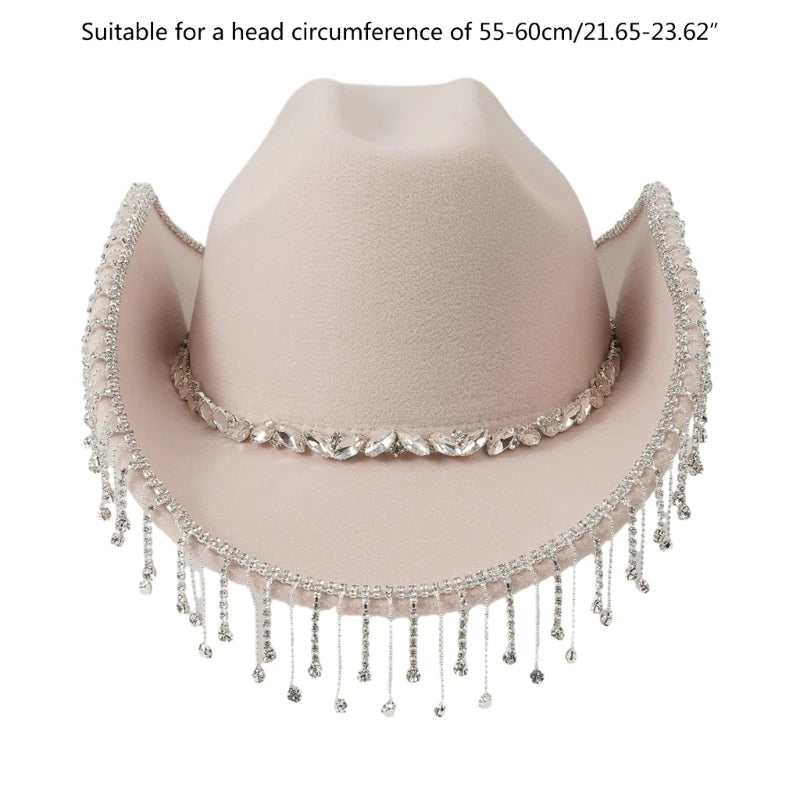 Gleaming Cowgirl Hat with Tassels
