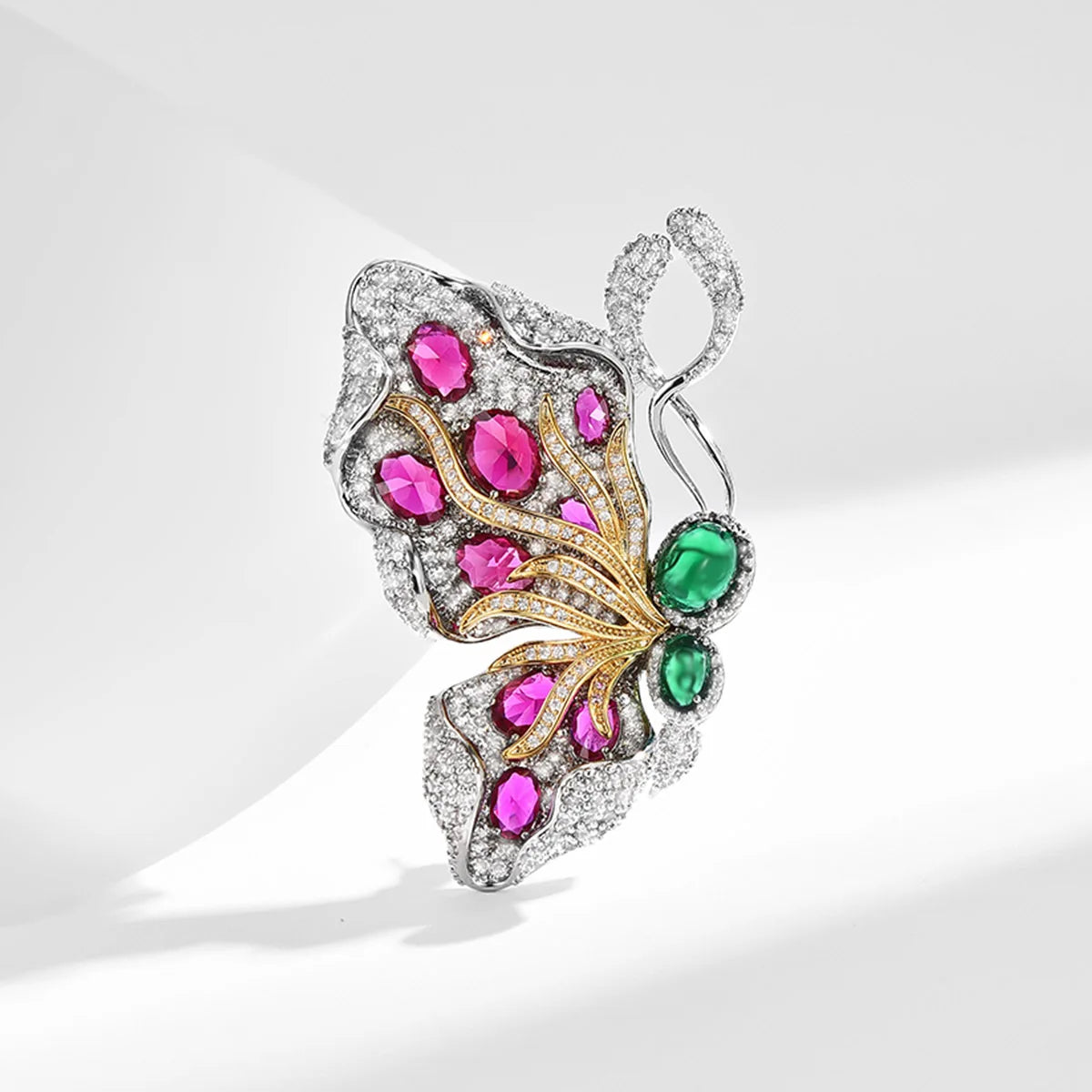 Light Luxury Design Elegant Inlaid Zircon Two-Color Butterfly Brooch