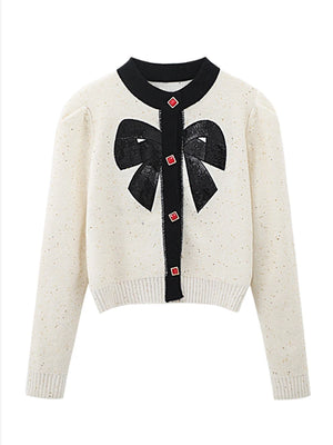 Women Vintage Knit Cardigan With Embroidery