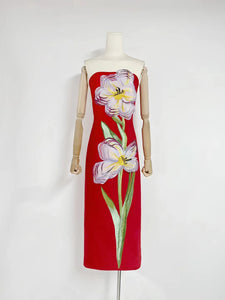 Hit Color Slimming Spliced 3D Flower Elegant Dresses