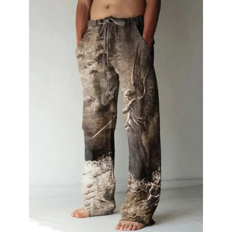 Vintage Renaissance Virgin Mary Printed Casual Pants