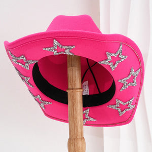 Cowgirl Hat Wide Brim Rhinestone Star Western Hats