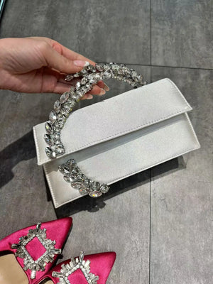 Luxury Satin Metal Handheld Women Handbag