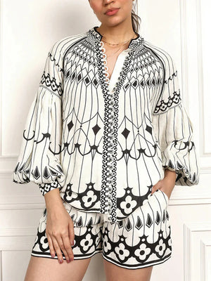 Colorblock Printing Two Piece Set