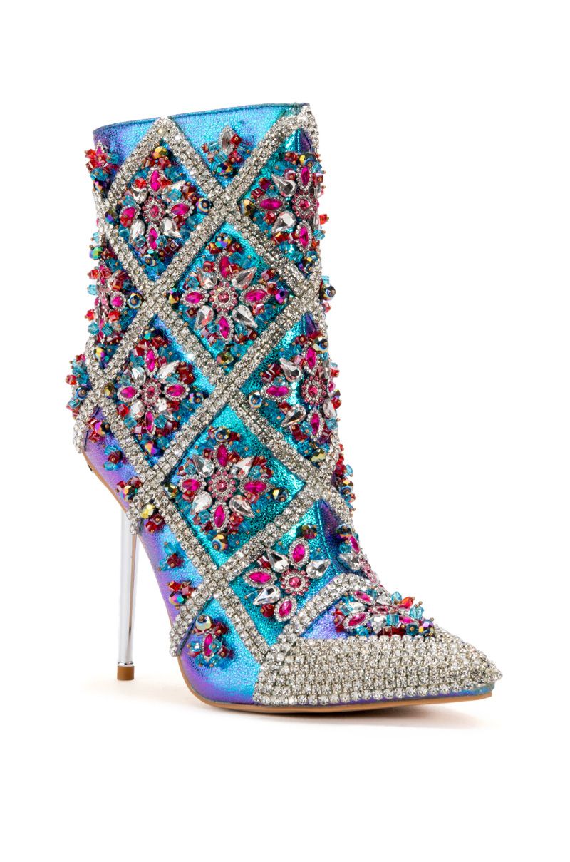 Mid calf Colorful Bling Crystal Boots