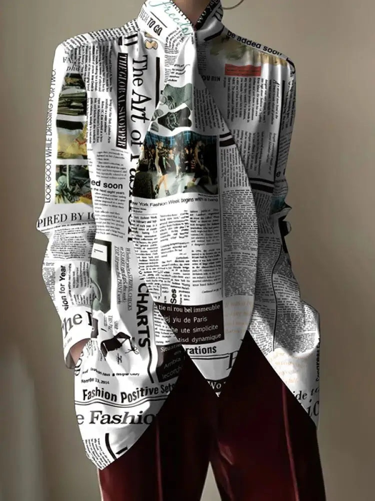 Letter Print Tie Design Blouses
