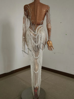 Sparkly Rhinestones Sequins Fringes Dress