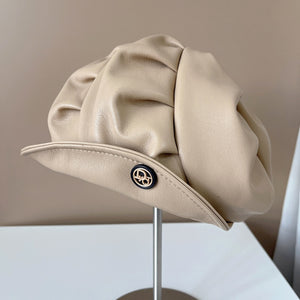 Japanese PU Leather Beret Hat