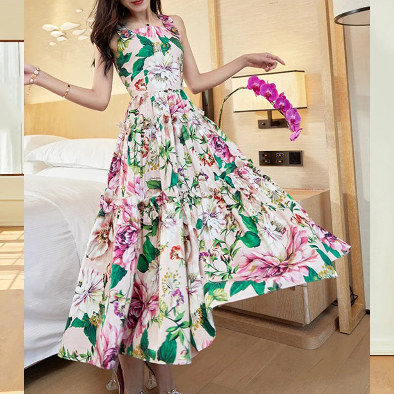 Floral Pattern Midi Dresses
