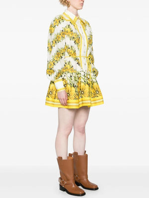 Vintage Floral Print Lapel Dress
