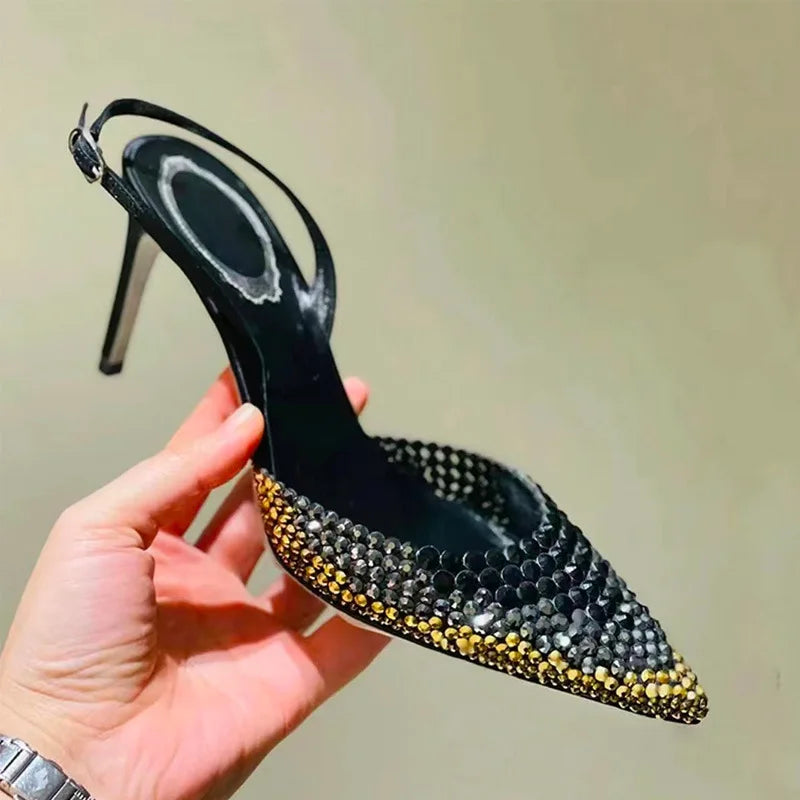 Luxury Rhinestones Gradient Slingbacks Pumps