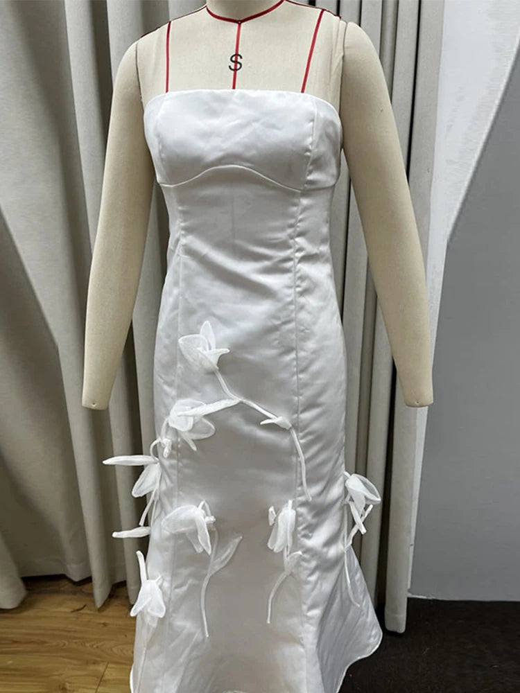 Strapless 3d Flower Mermaid Dress