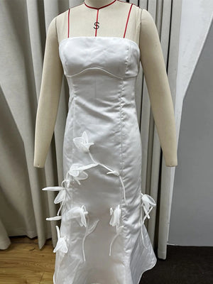 Strapless 3d Flower Mermaid Dress