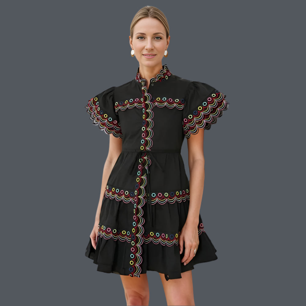 Hit Color Spliced Lace Mini Dress