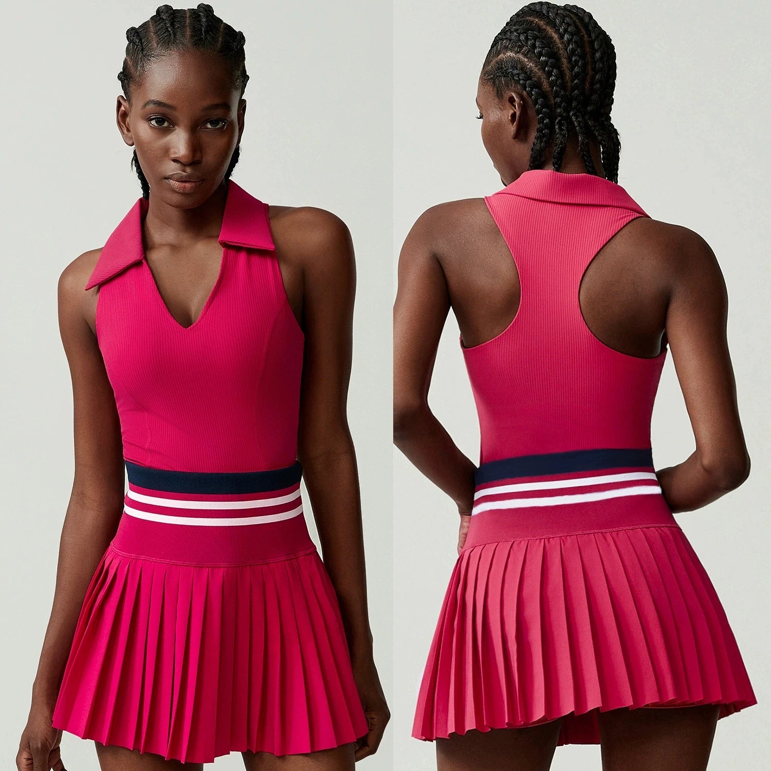 2 Pieces Mini Skirts  Sports Bra Skorts With Pocket