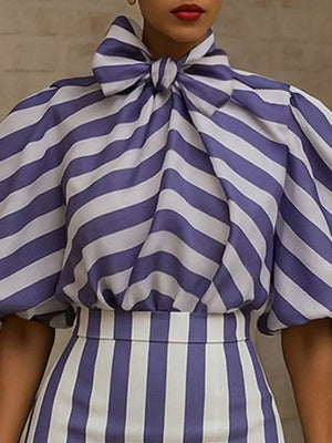 Beautyblue Blue Striped Shirts