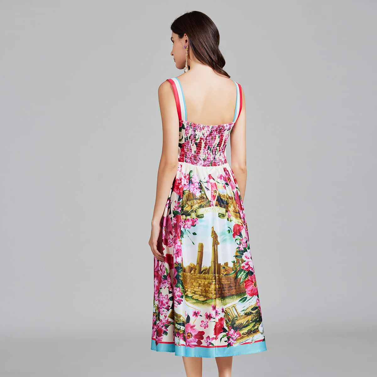 Runway Floral Print Sleeveless Dress