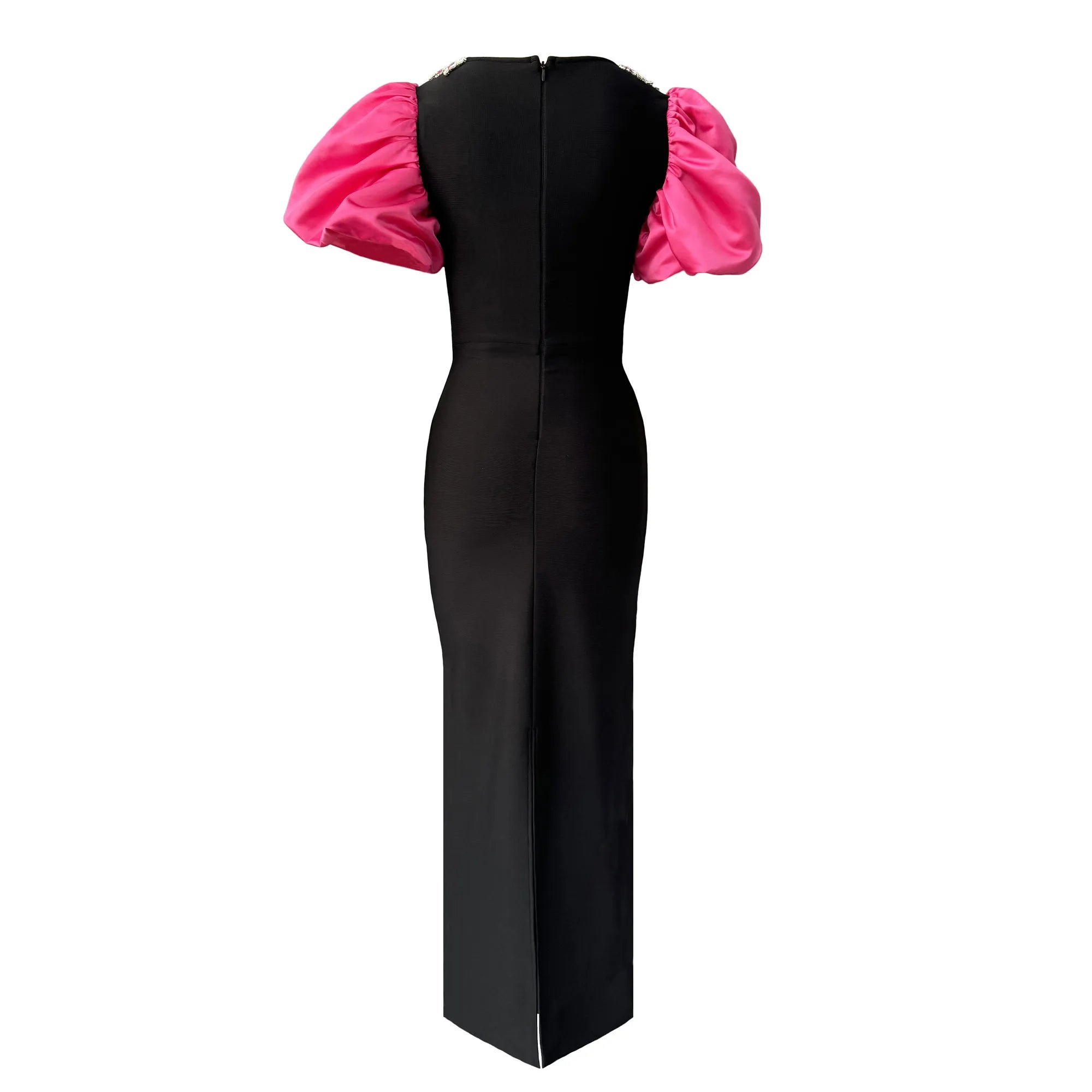 Women Elegant Puff Sleeve Bandage Dress