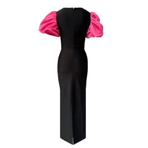 Women Elegant Puff Sleeve Bandage Dress