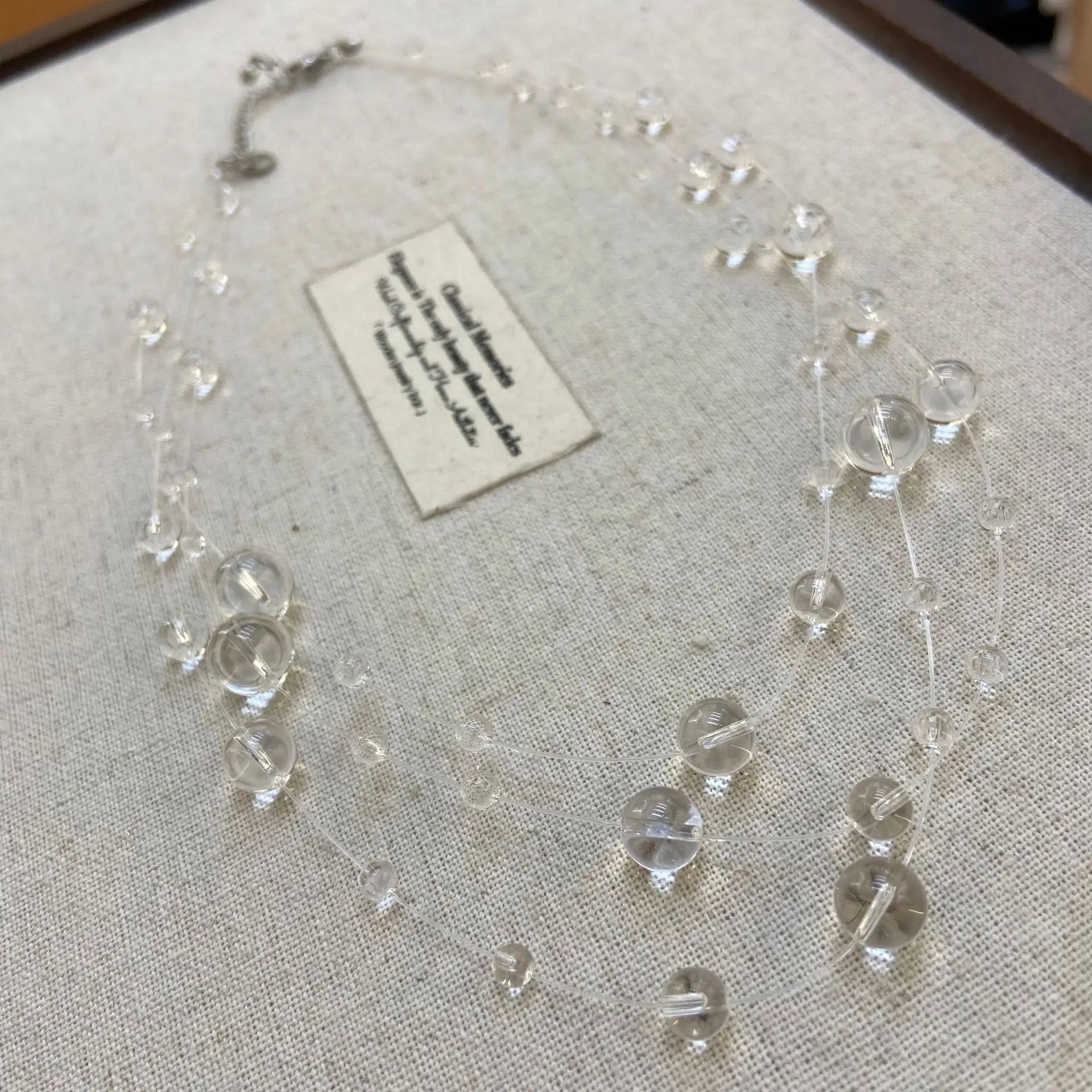 Clear Dewdrop Crystal Beaded Suspended Beads Necklace