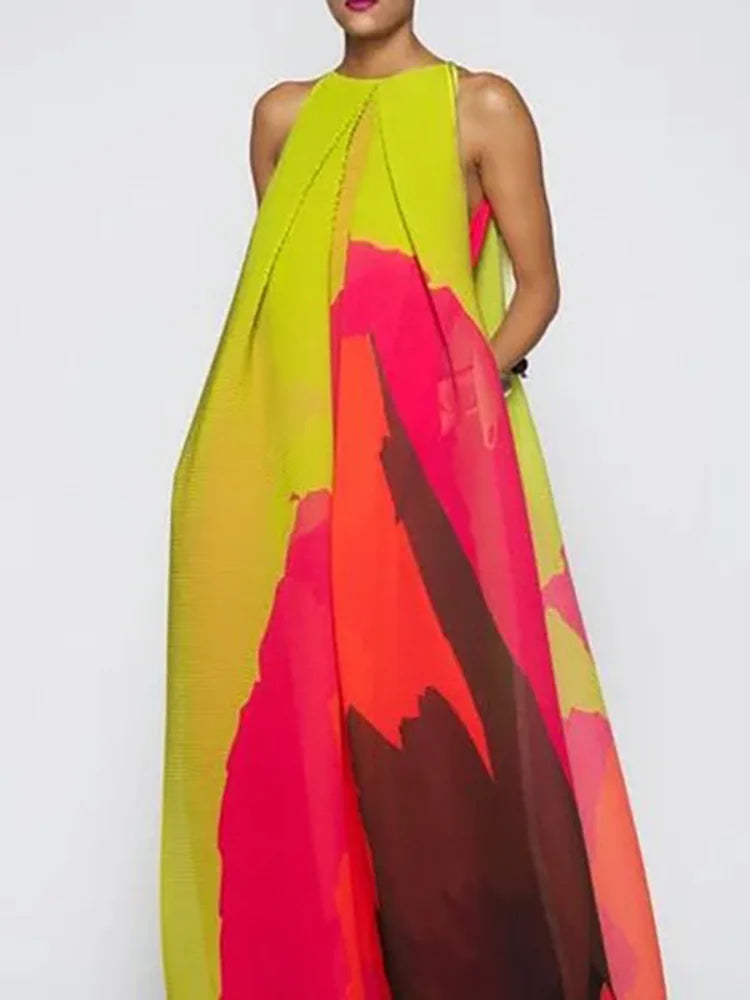Multi-Colored Printed Evening Maxi Dresses
