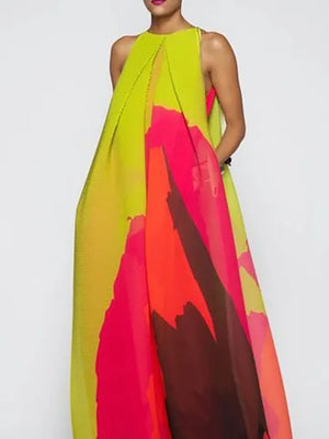 Multi-Colored Printed Evening Maxi Dresses