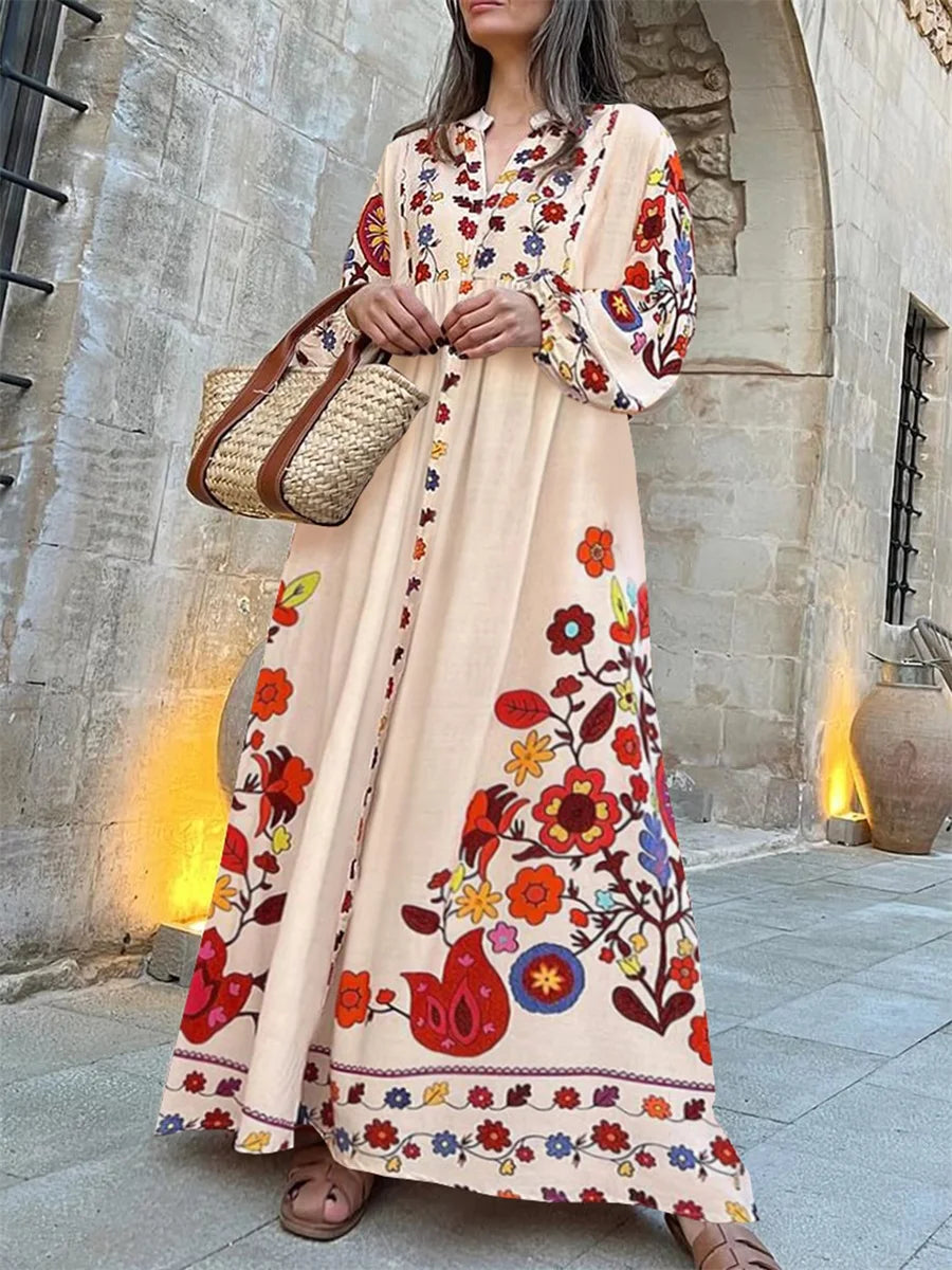Elegant Floral Print Maxi Dress