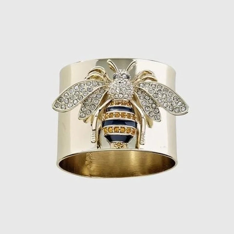 Exquisite Luxury Gold Colors Carved Bee Rings