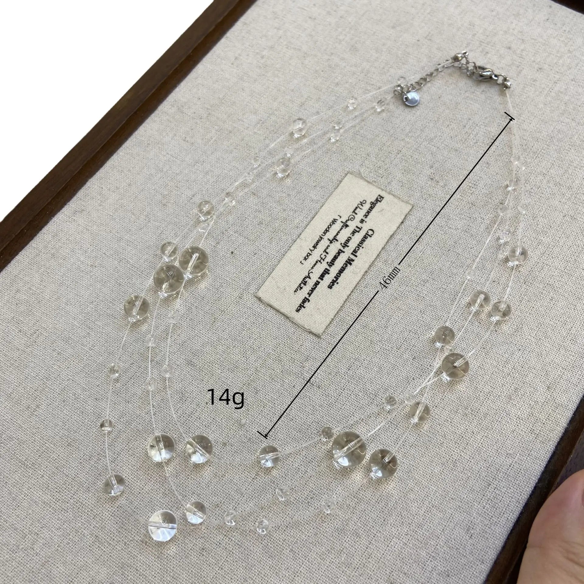 Clear Dewdrop Crystal Beaded Suspended Beads Necklace