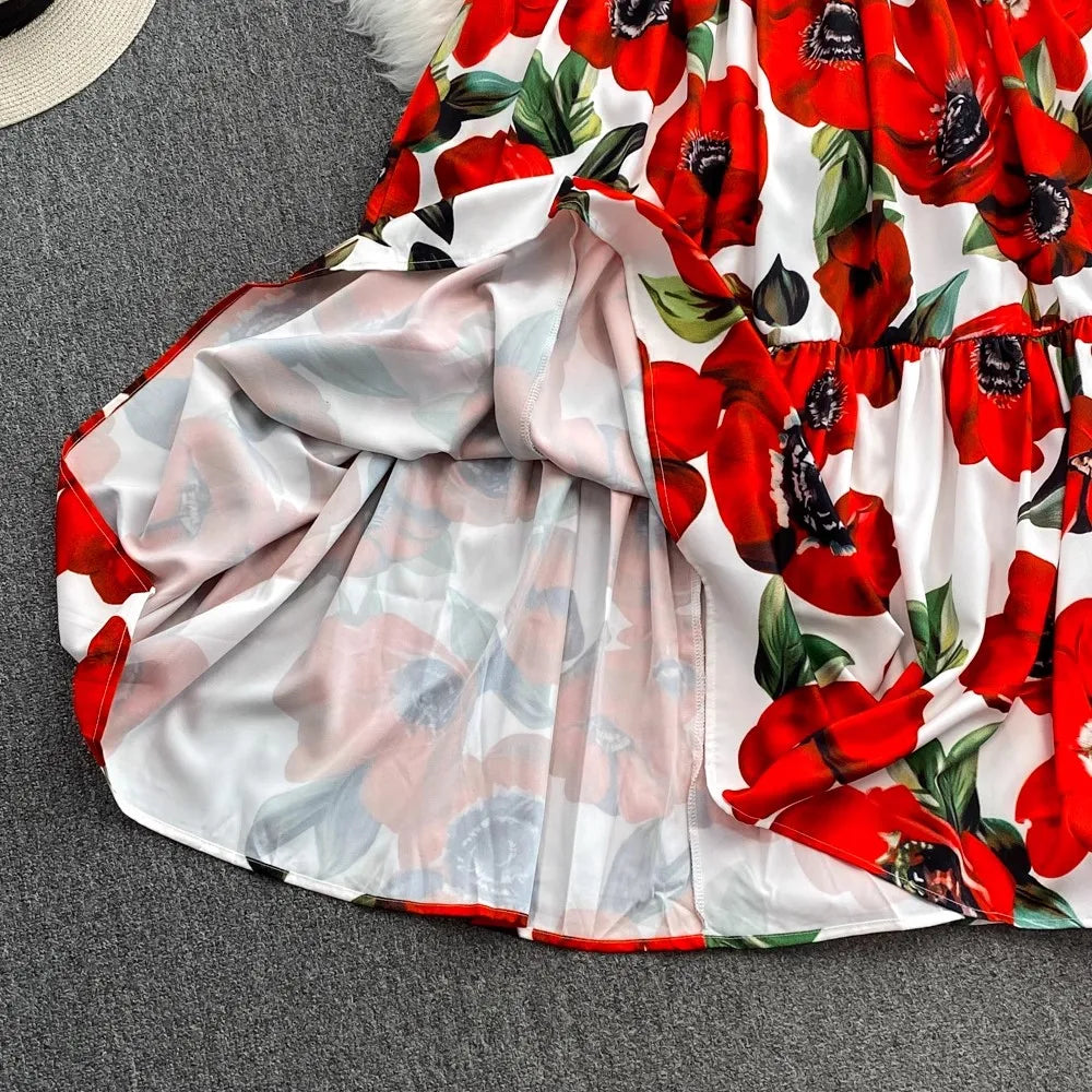 Runway Designer Floral Print Sexy 2 Piece