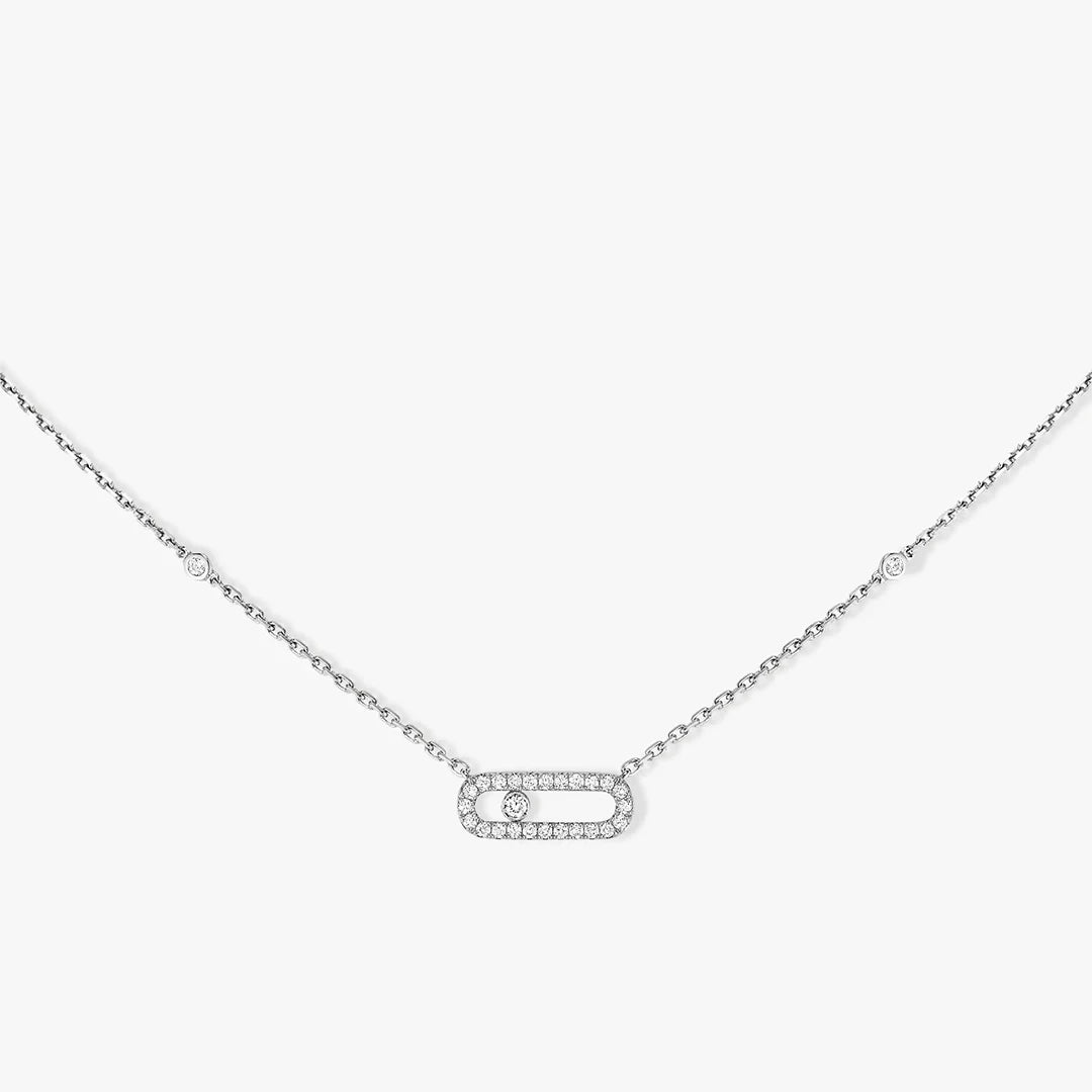 925 Sterling Silver Classic Mobile Three Diamond Necklace