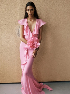 Ruffle Draped Maxi Dress